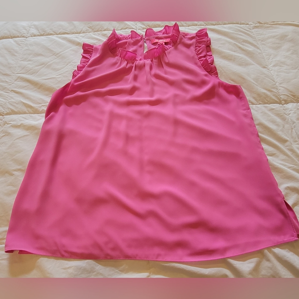 Lilly Pulitzer Talisa Ruffle Top Mandevilla Pink L